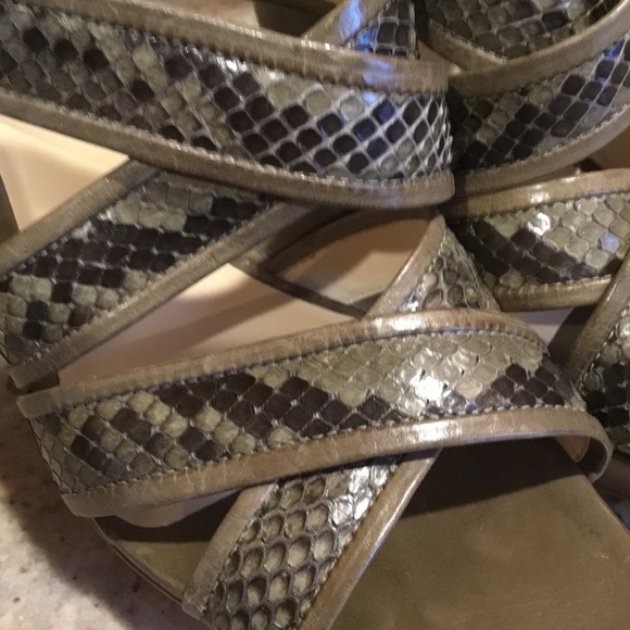 Alexandre Birman Python Leather Platform Wedge Strappy Sandals - Picture 9 of 16